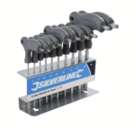 SET DI CHIAVI ESAGONALI CON IMPUGNATURA A T TORX CHROME VANADIUM 10 PZ SILV 153