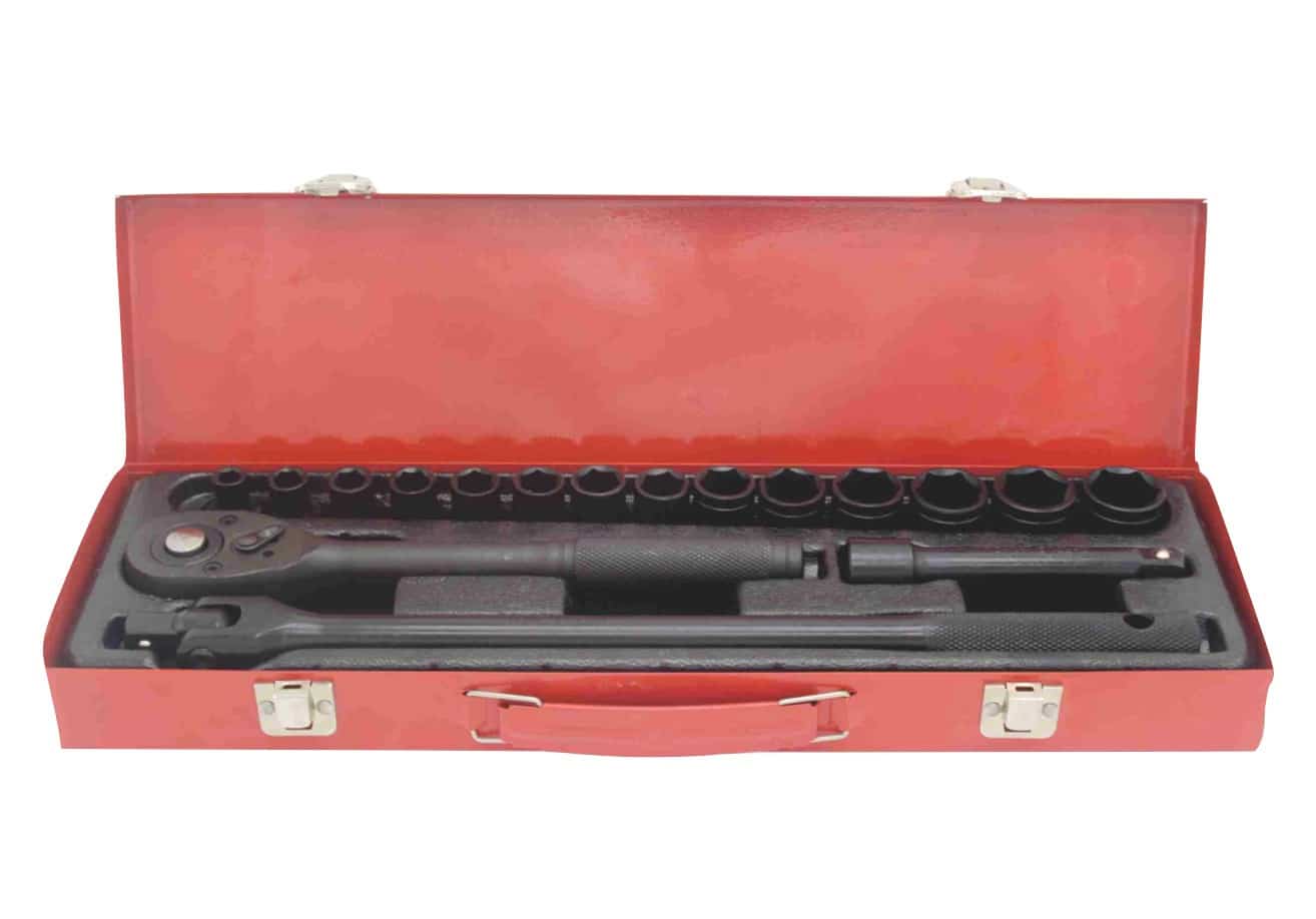 CRICCHETTI SET BUSSOLE ESAGONALI 17 PZ 1/2" 8 24 MM CRICCHETTO PROLUNGA CASSETTA MOLL - immagine 1