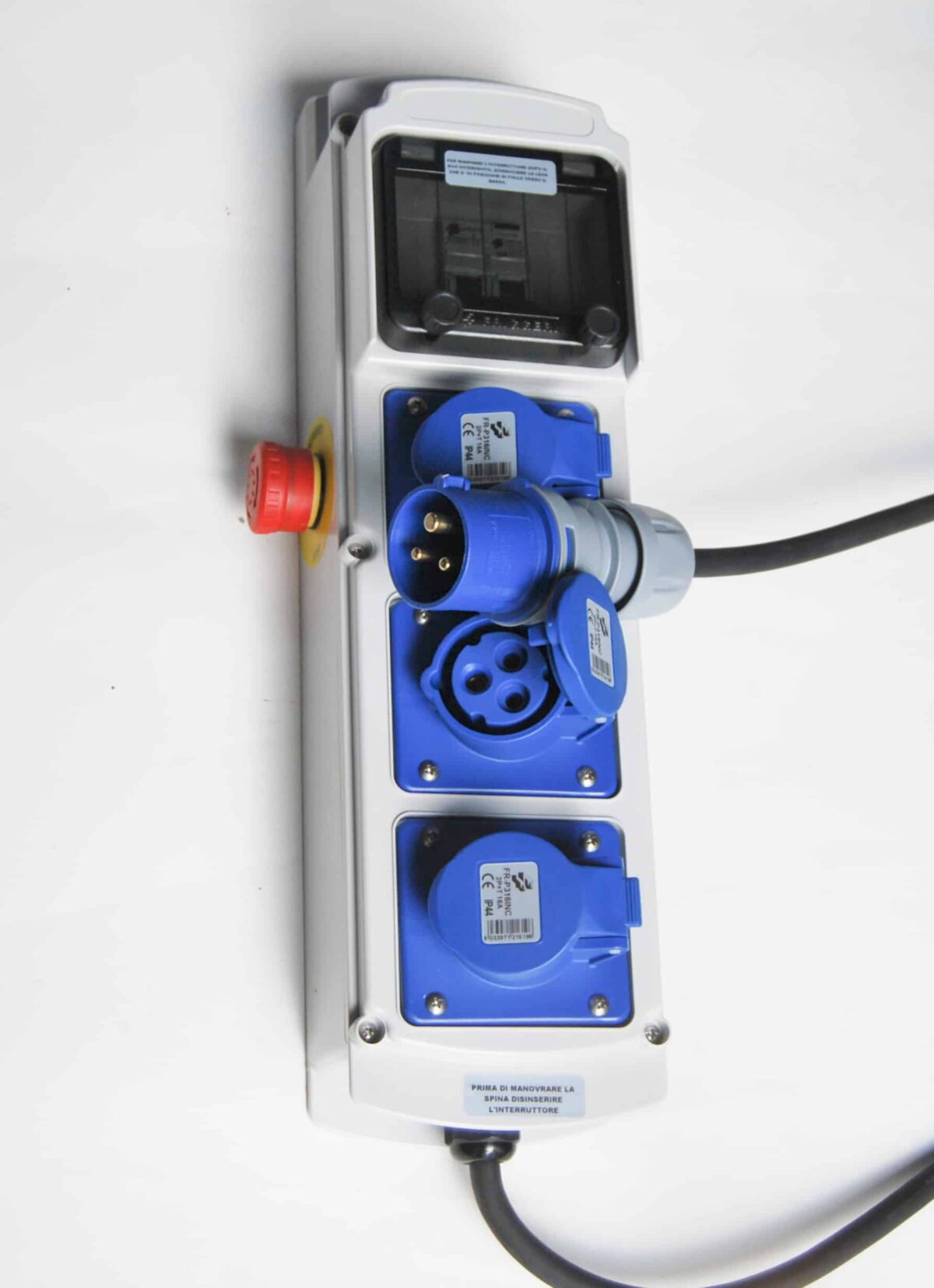 QUADRO ELETTRICO CANTIERE MONOFASE 3 PRESE CERTIFICAZIONE 16A TASTO EMERGENZA 011P - immagine 6