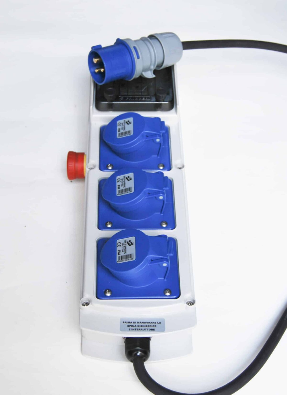 QUADRO ELETTRICO CANTIERE MONOFASE 3 PRESE CERTIFICAZIONE 16A TASTO EMERGENZA 011P - immagine 2