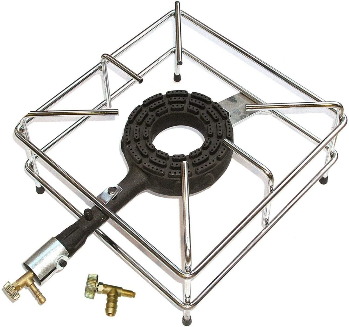 FORNELLONE FORNELLO GAS CM 30X30 CROMATO BRUCIATORE IN GHISA + UGELLO METANO - immagine 2