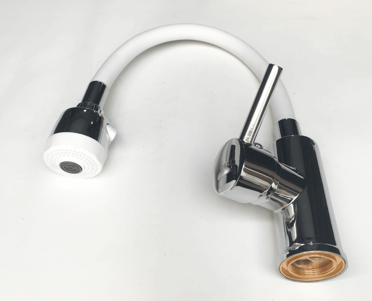 MISCELATORE RUBINETTO LAVELLO CUCINA CANNA FLESSIBILE DOCCETTA ESTRAIBILE BIANCO - immagine 2