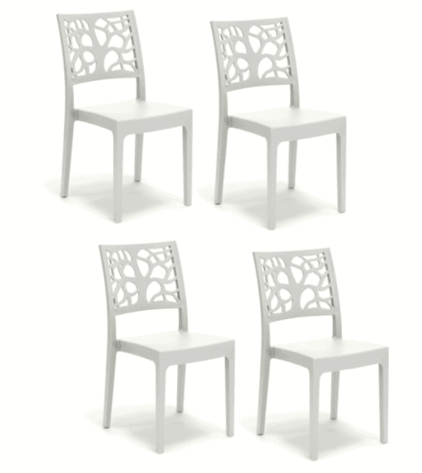 KIT 4 PEZZI SEDIE BIANCO Kit 4 sedie interno esterno polipropilene cucina bar ristorante impilabile pranzo bianco teti - immagine 1