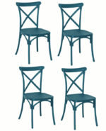Kit 4 sedie polipropilene cucina bar ristorante interno esterno sedia cross verde petrolio - immagine 5