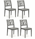 Kit 4 sedie interno esterno polipropilene cucina bar ristorante impilabile pranzo antracite teti