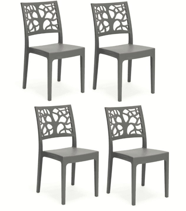 KIT 4 SEDIE TETI ANTRACITE Kit 4 sedie interno esterno polipropilene cucina bar ristorante impilabile pranzo antracite teti - immagine 1
