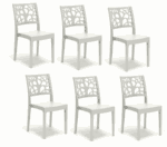Kit 6 sedie interno esterno polipropilene cucina bar ristorante impilabile pranzo bianco teti