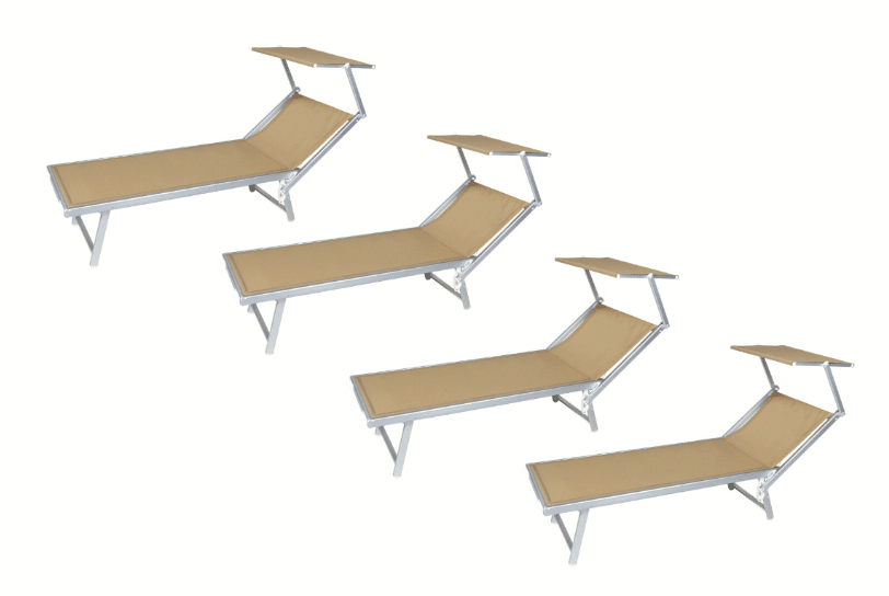 LETTINO SABBIA 4 PZ KIT 4 PZ LETTINI LETTINO MARE PISCINA ALLUMINIO PARASOLE REGOLABILE SABBIA 909 - immagine 1