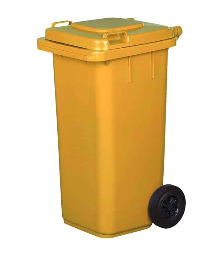 PATTUMIERA GIALLA PATTUMIERA BIDONE RACCOLTA DIFFERENZIATA 240 LT NORME EN840 HACCP COPERCHIO GIALLO - immagine 1