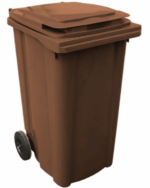 PATTUMIERA BIDONE RACCOLTA DIFFERENZIATA 120 LT NORME EN840 HACCP COPERCHIO MARRONE - immagine 2