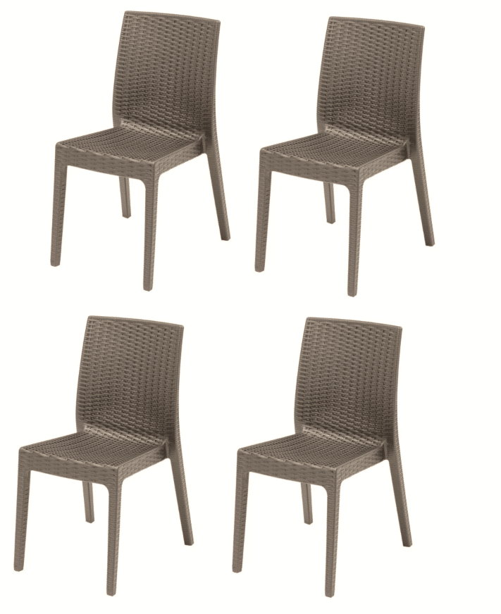 RATTAN KIT 4 SEDIE SEDIA POLIPROPILENE BAR RISTORANTE INTERNO ESTERNO SIMIL RATTAN SL T - immagine 1