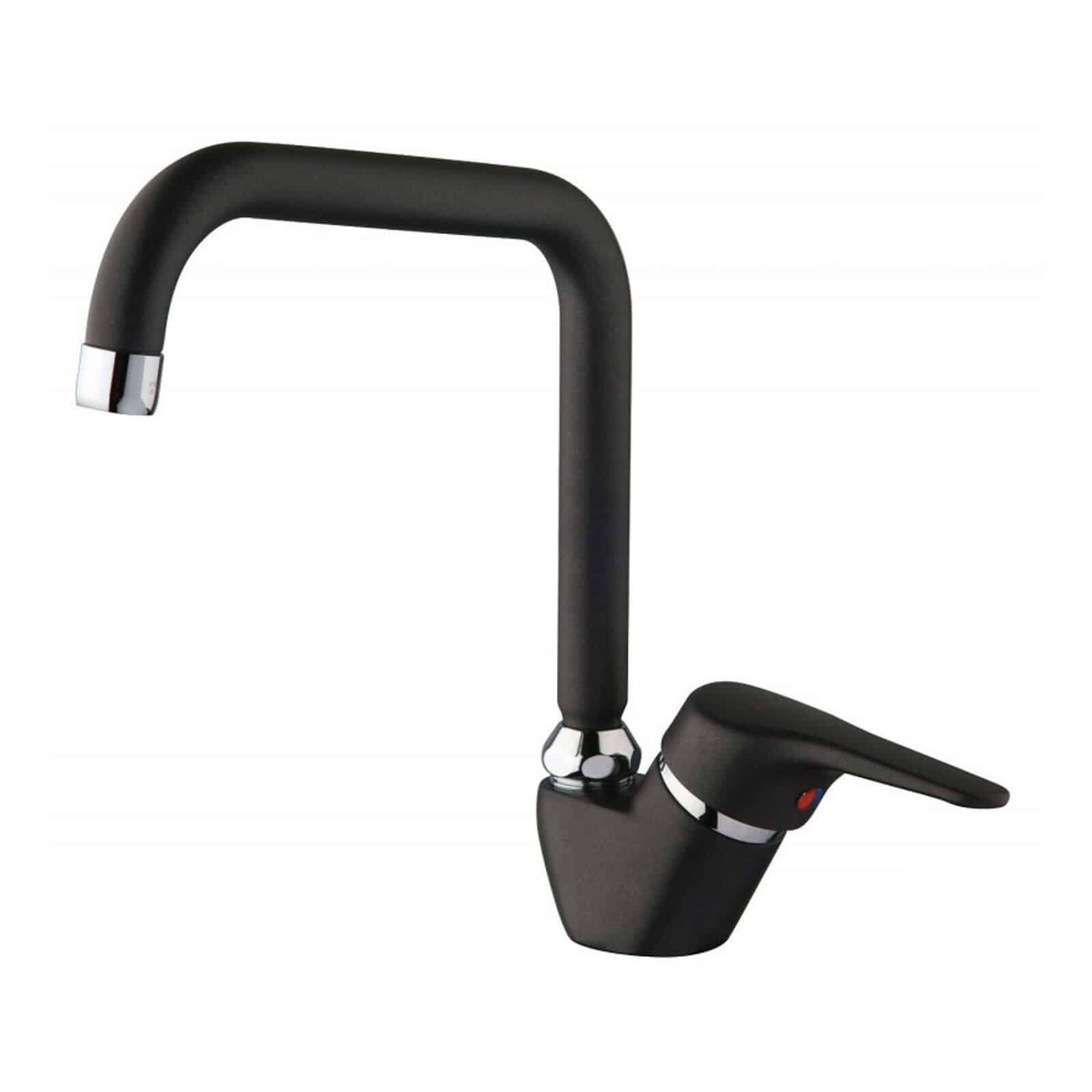 RUBINETTO NERO MISCELATORE RUBINETTO NERO MONOCOMANDO CON BOCCA ALTA LAVELLO CUCINA 458 - immagine 1