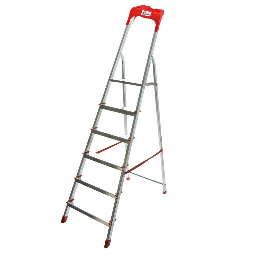SCALA GR 7 SCALA ALLUMINIO USO DOMESTICO SCALETTA GR 6 H TOTALE 190cm PORTATA 150 KG 506kas - immagine 1