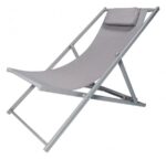 Sdraio pieghevole sedia giardino mare spiaggia alluminio 102x58x93cm tortora 056v