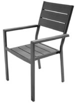 SEDIA GIARDINO ESTERNO RESINA EFFETTO LEGNO BRACCIOLI 58x55x88h cm GRIGIO 369