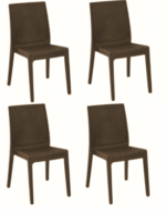 KIT 4 SEDIE SEDIA POLIPROPILENE BAR RISTORANTE INTERNO ESTERNO SIMIL RATTAN SL M