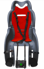 SEGGIOLINO BICI BAMBINO ATTACCO TELAIO 22Kg BICICLETTA POSTERIORE GRIGIO 910san - immagine 3