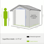 CASA CASETTA RIPOSTIGLIO CAPANNA DA GIARDINO LAMIERA PORTA ATTREZZI 2,8 MQ 030WT - immagine 3