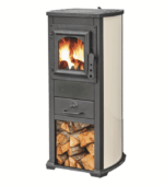 STUFA A LEGNA GHISA VETRO 7 KW CAMINO CON PORTALEGNA cm 39x48x89 BEIGE BRNA LUX 132 - immagine 2