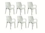 KIT 6 SEDIE POLIPROPILENE BAR RISTORANTE INTERNO ESTERNO SIMIL RATTAN BIANCO DFN - immagine 2