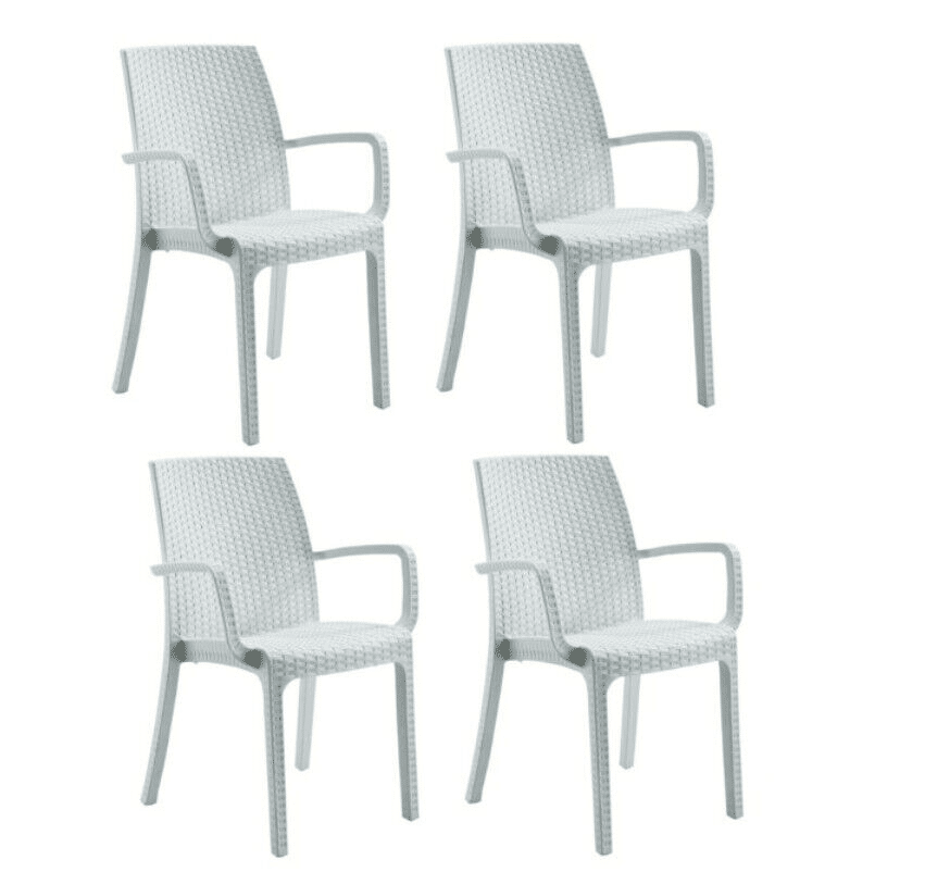 Schermata 2024-02-15 alle 13.33.23 KIT 4 SEDIE POLIPROPILENE BAR RISTORANTE INTERNO ESTERNO SIMIL RATTAN BIANCO DFN - immagine 1