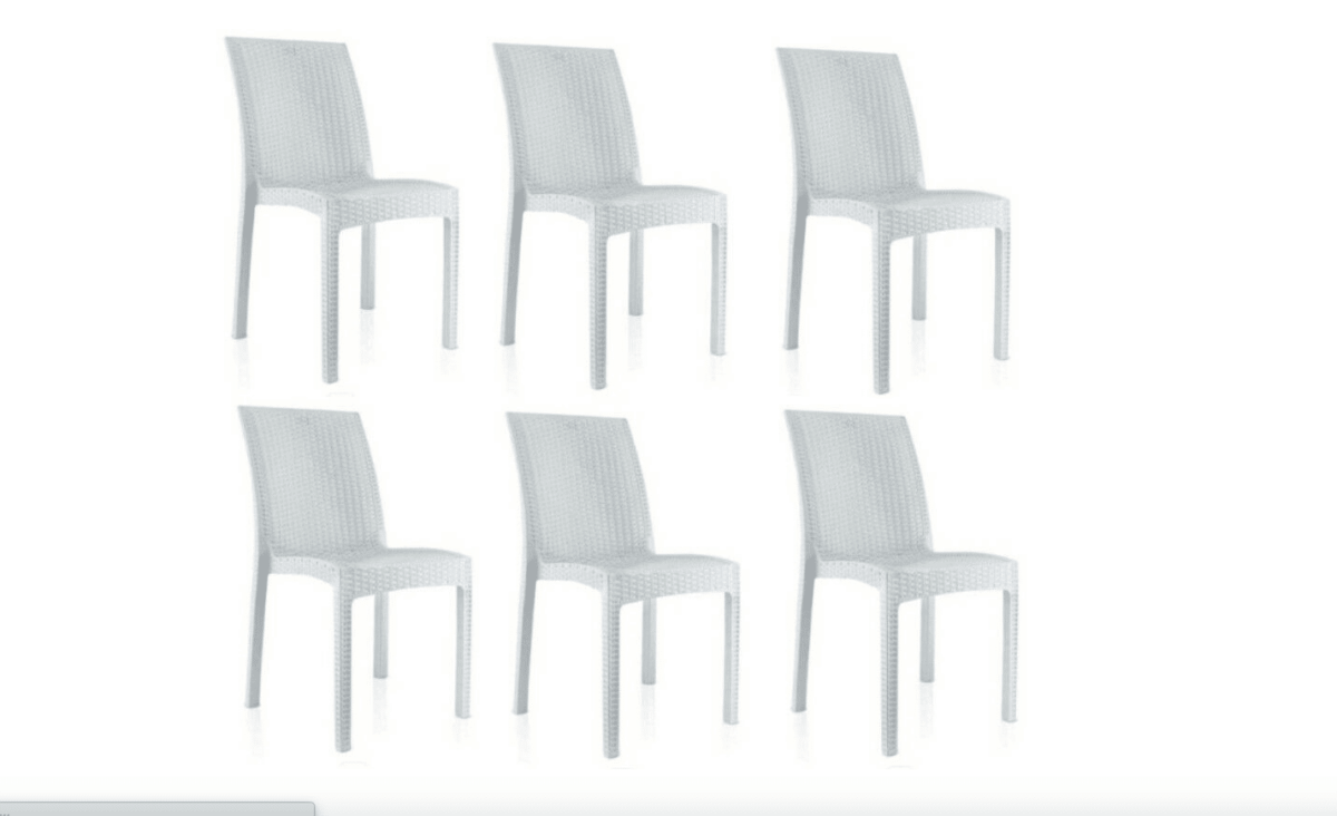 KIT 6 SEDIE POLIPROPILENE BAR RISTORANTE INTERNO ESTERNO SIMIL RATTAN SL BIANCO - immagine 2
