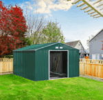 CASA CASETTA BOX DEPOSITO RIPOSTIGLIO GIARDINO LAMIERA PORTA ATTREZZI VERDE 13MQ 3,4x3,8 V01GN - immagine 2