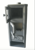 STUFA A LEGNA ACCIAIO VETRO 12 KW CON PORTALEGNA FORNO cm 48x42x117 ROSSO 170ro - immagine 2