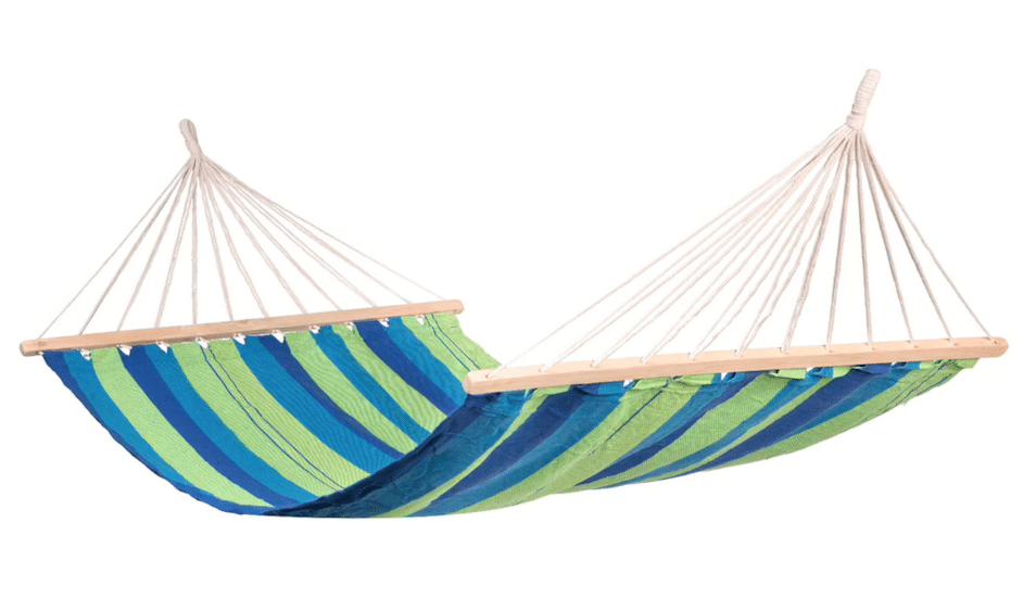 Schermata 2024-11-12 alle 195102 AMACA DA GIARDINO TESSUTO DOPPIA CON ASSE LEGNO COLORATA ALTALENA DONDOLO CORDE 200x100 cm 719 - immagine 1