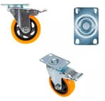 Ruote girevoli carrello 4 pz rotelle carrelli con senza freno 125mm portata 400 kg ara - immagine 2