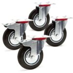 Ruote girevoli carrello 4 pz rotelle carrelli con senza freno 100mm portata 320 kg nero - immagine 5
