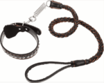 Kit guainzaglio intrecciato treccia + collare marrone cani cane animali domestici pet 024sw