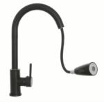 Miscelatore rubinetto monocomando lavello cucina canna alta nero estraibile 227b - immagine 2