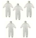 Kit 5 pz tuta protettiva da lavoro monouso polipropilene XXL cappuccio 184ra