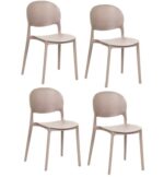 Kit 4 sedie polipropilene cucina bar ristorante sedia interno esterno beige crema 167ro - immagine 5