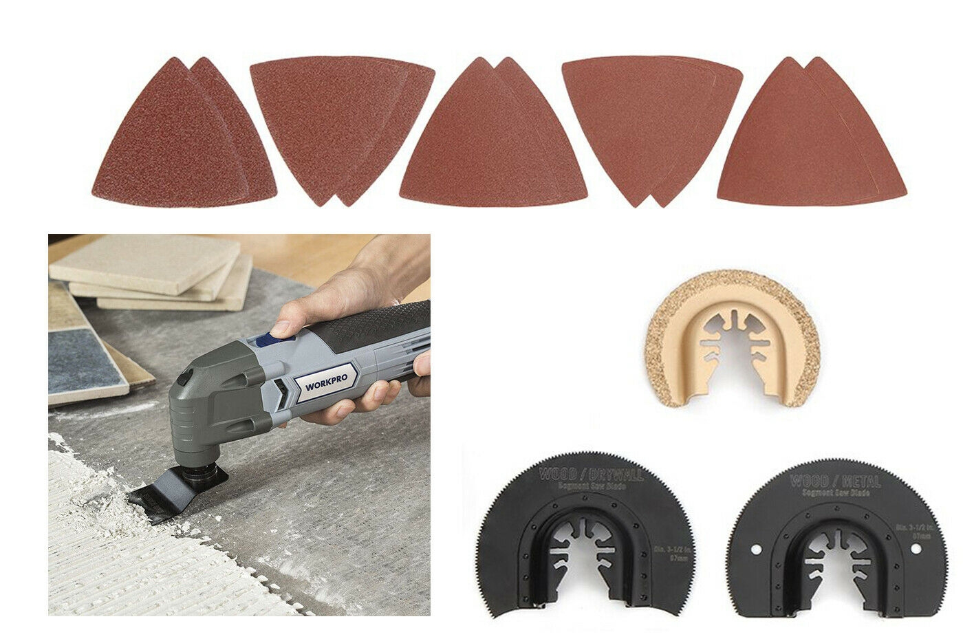 acce2.jpg KIT ACCESSORI UTENSILE MULTIFUNZIONE 16 PZ OSCILLANTE VIBRARAZER LAMA TAGLIO 503 - immagine 1