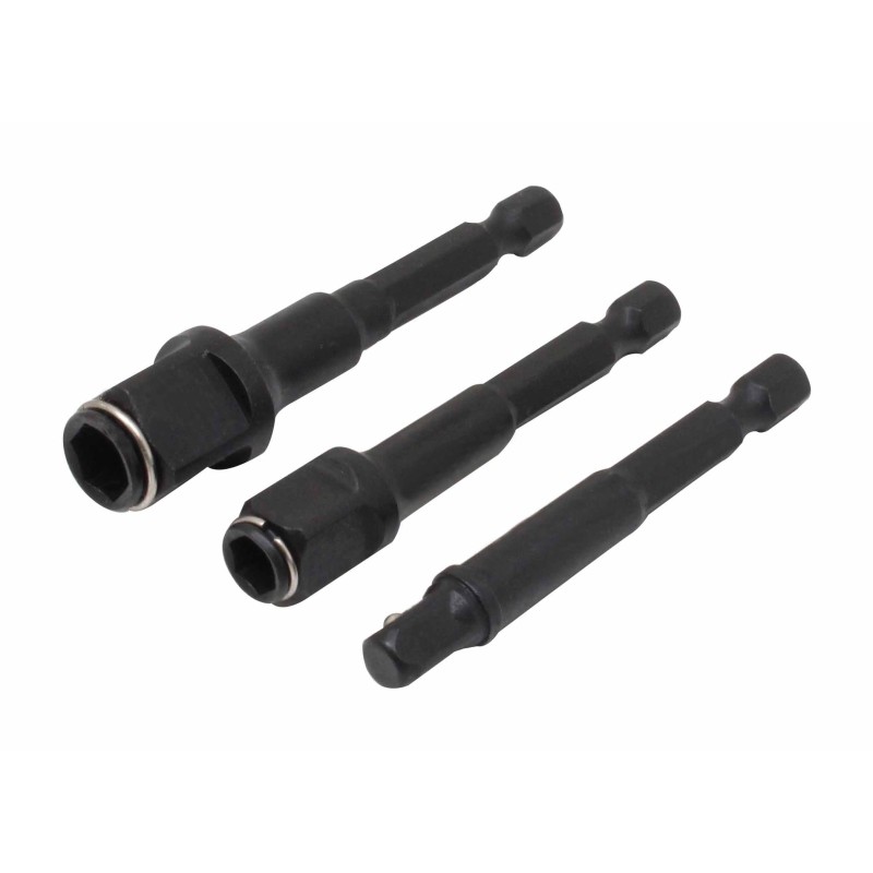 adattatori neri Set 3 adattatori rinforzati bussola 1/4" 3/8" 1/2" avvitatore trapano bussolotti attacco esagonale 993sa - immagine 1