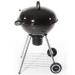 BARBECUE CON COPERCHIO SMALTATO GRIGLIA BRACE CARRELLO CARBONELLA BBQ 581V - immagine 4