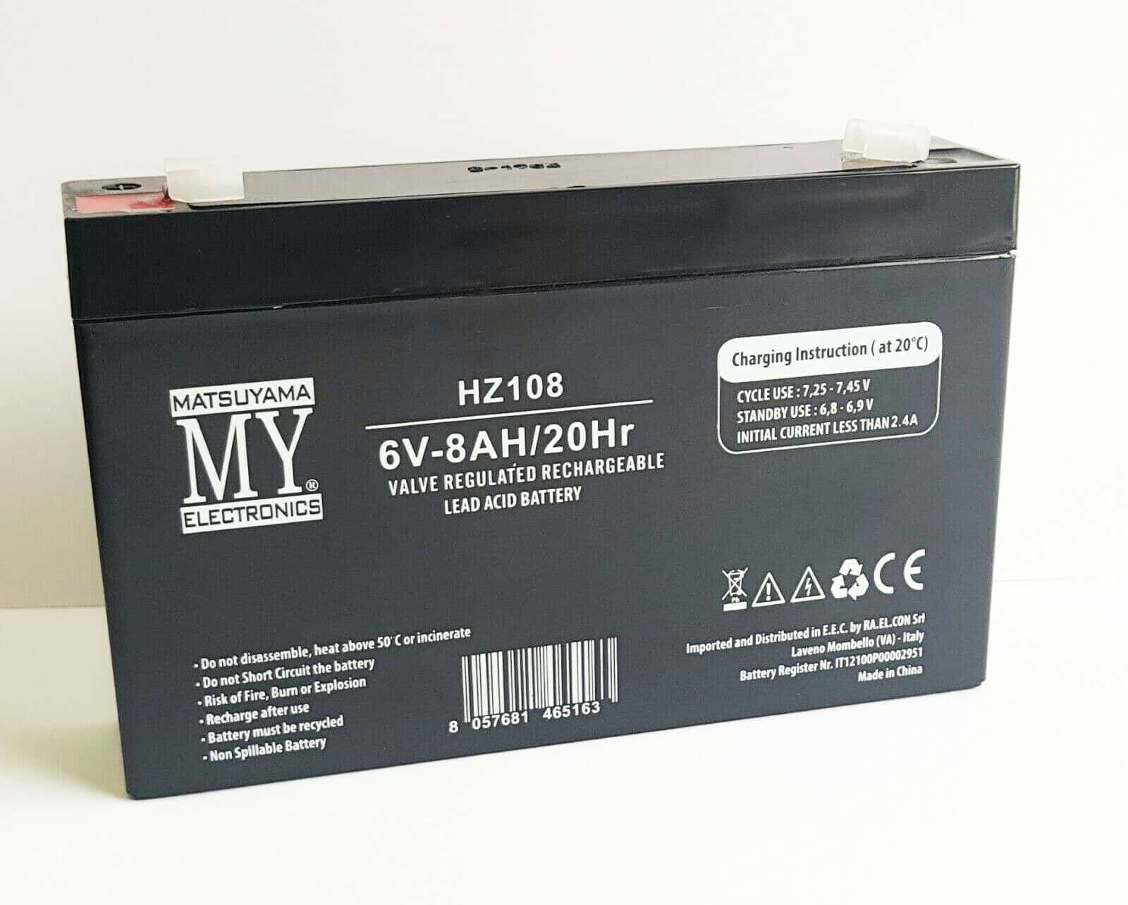 batt33.jpg BATTERIA RICARICABILE A PIOMBO 6 V 8,0 Ah 20 Hr 163 - immagine 1