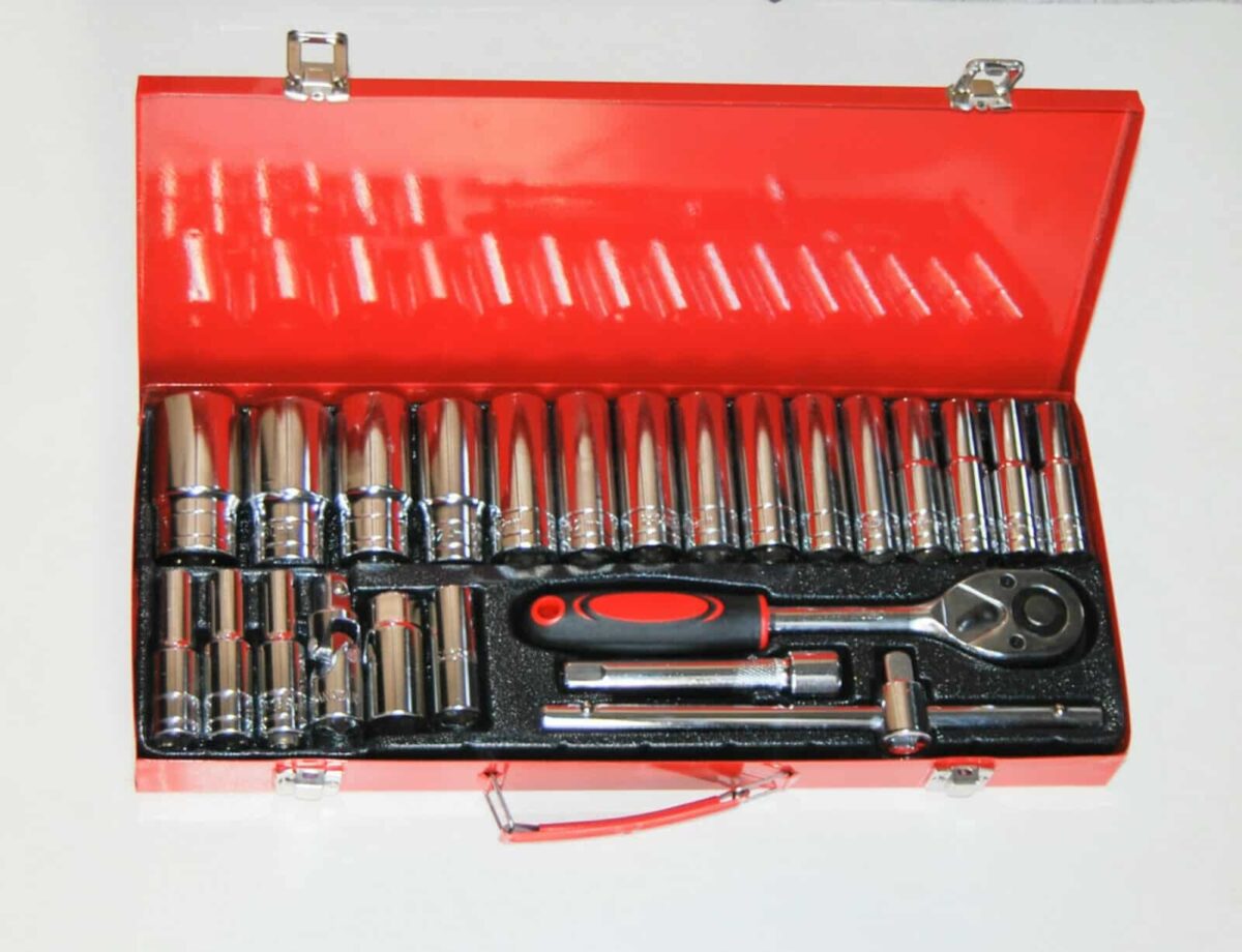 BUSSOLE LUNGHE 24 PZ 1/2" 8 32 MM CRICCHETTO SNODO PROLUNGA LEVA VALIGIA METALLO - immagine 2