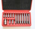 INSERTI CHIAVI BUSSOLE TORX CRICCHETTO 15 PZ T20 T55 ADATTATORE ESAGONALE 1/2" R