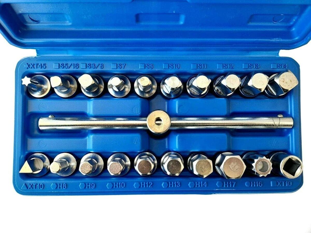 SET 21 CHIAVI BUSSOLA TAPPI TAPPO SCARICO COPPA OLIO QUADRA ESAGONALE TRIANGOLO - immagine 2