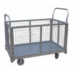 Carrello in griglia acciaio contenitore trasporto merce magazzino portata 600kg ruote 642sa - immagine 3