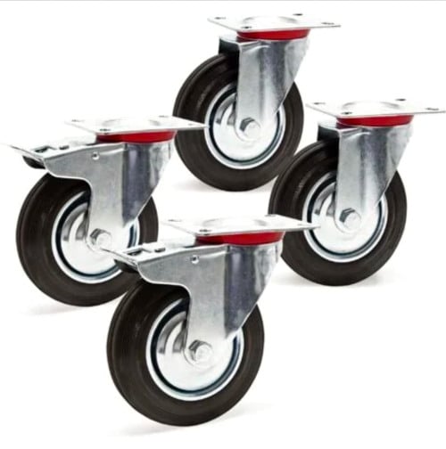 carrello ruote Ruote girevoli carrello 4 pz rotelle carrelli con senza freno 125mm portata 400 kg nero - immagine 1