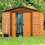 CASETTA DA GIARDINO TETTO DUE FALDE IN LAMIERA PORTA ATTREZZI 6,5 MQ MARRONE 163 - immagine 3