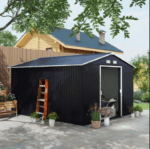 Casa casetta capanna ripostiglio deposito box giardino porta attrezzi lamiera grigio 9 mq 3,22x2,77 V02 - immagine 4