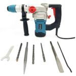 TRAPANO MARTELLO DEMOLITORE TASSELLATORE ELETTRICO 26mm 1500W PLUS PUNTE 194vt