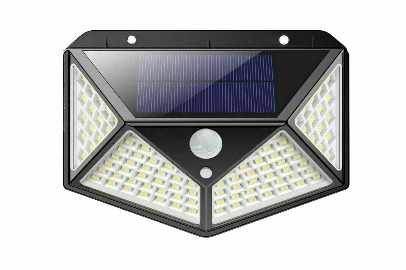 faro333.jpg FARO 100 LED CON PANNELLO SOLARE E SENSORE DI MOVIMENTO FARETTO CREPUSCOLARE 147 - immagine 1