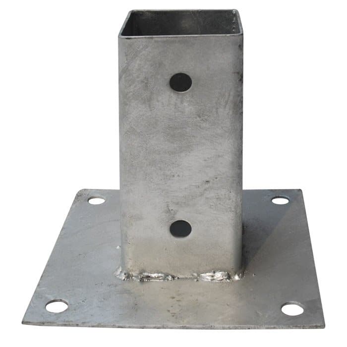 fiss2_1.jpg STAFFA A BICCHIERE SUPPORTO PALO 90 PILASTRO PILASTRI ZINCATO LEGNO 9x9 cm 733V - immagine 1