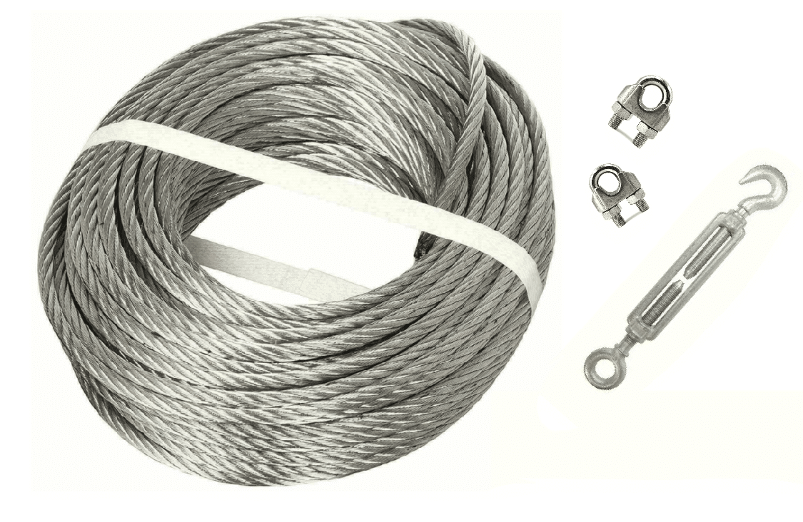 fune FUNE COMMERCIALE + TENDITORE MORSETTO ACCIAIO OCCHIO GANCIO VERRICELLO 8MM 25MT - immagine 1